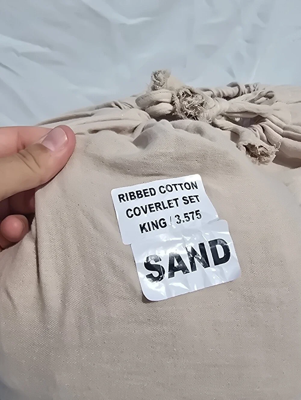 Quince King Ribbed Organic Cotton Coverlet Sham Set SAND DISCONTINUED COLOR